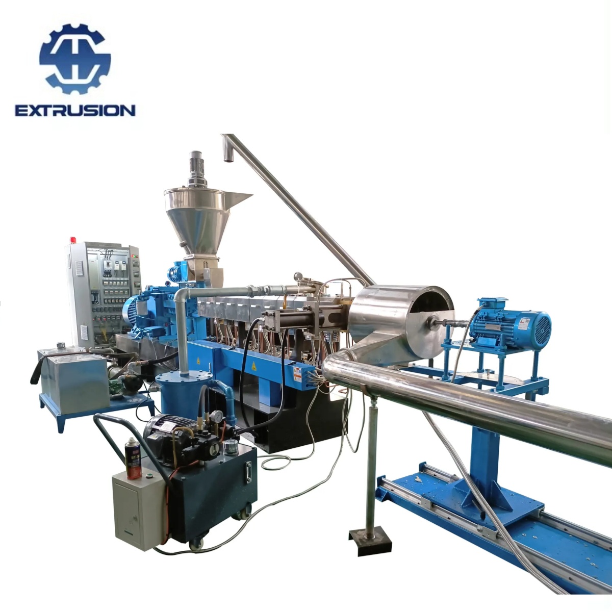 Doppelschneckenextruder mit luftgekühlter Pelletierlinie